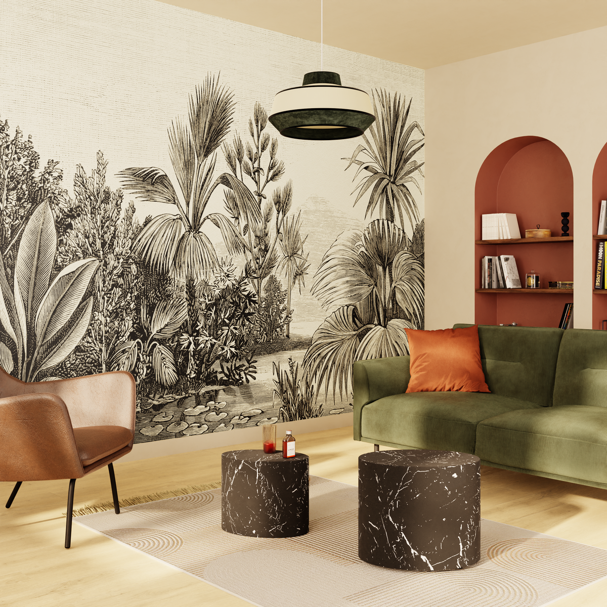 Papier peint panoramique XL Attaya Anthracite Satiné