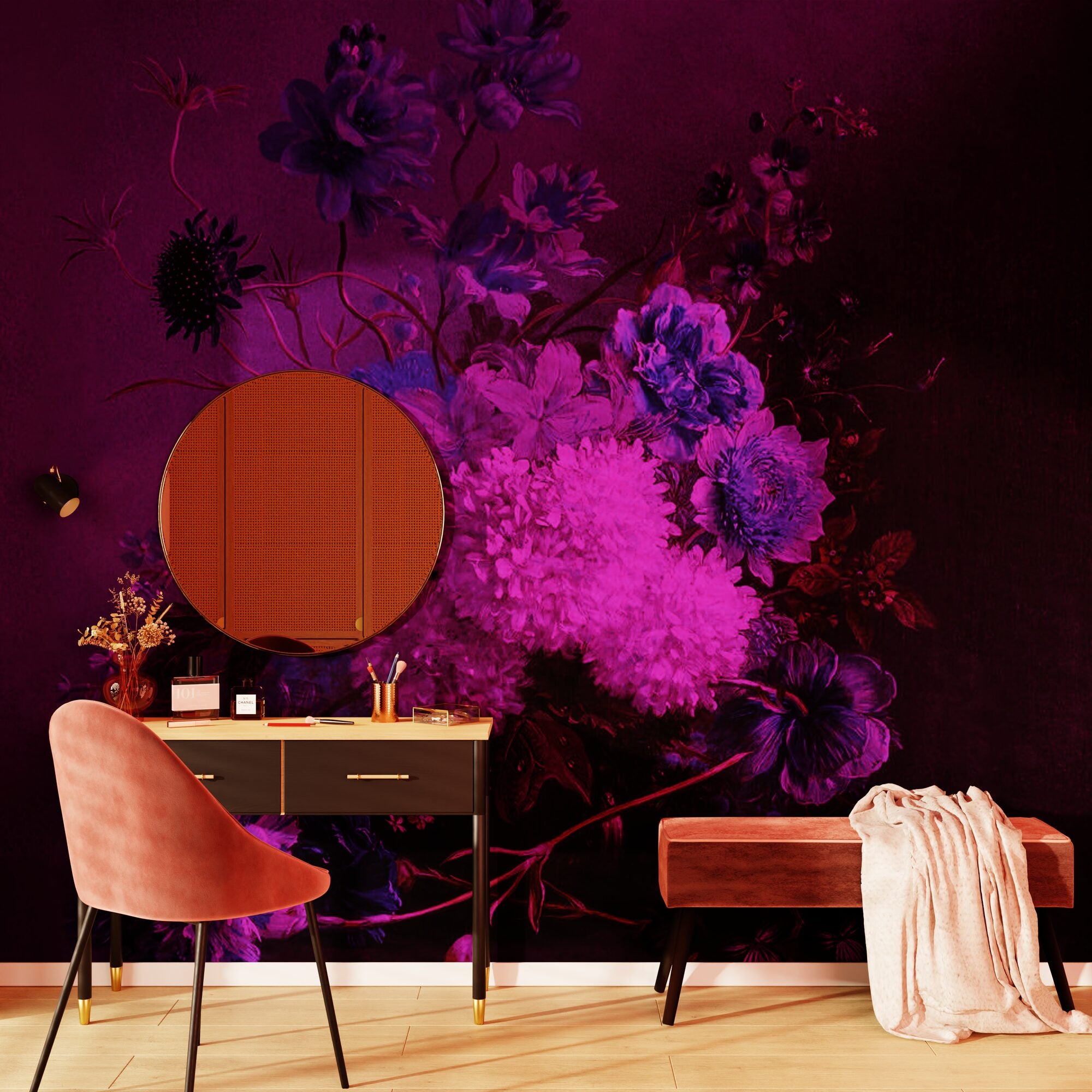 Toile de peinture nordique violet rose, affiche en or et tableau mural Toile de peinture nordique violet rose, affiche en or et tableau mural