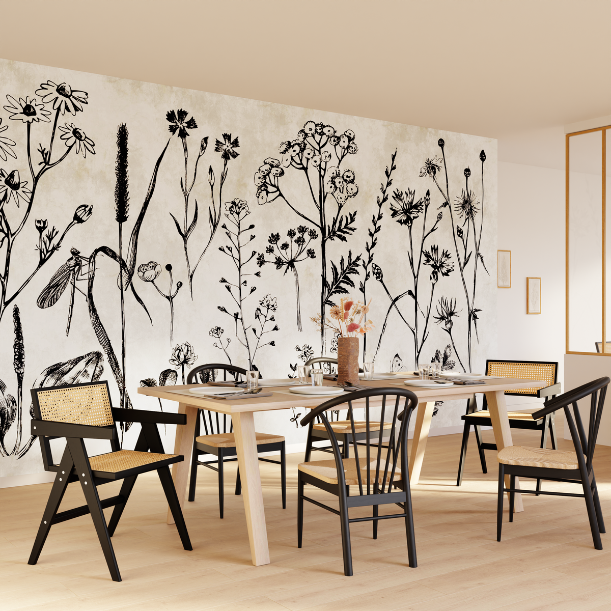 Papier peint panoramique XXL Lumto Anthracite et blanc Satiné