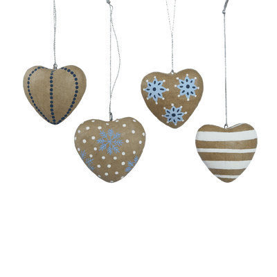 Décoration à suspendre Boule craft coeur Brun