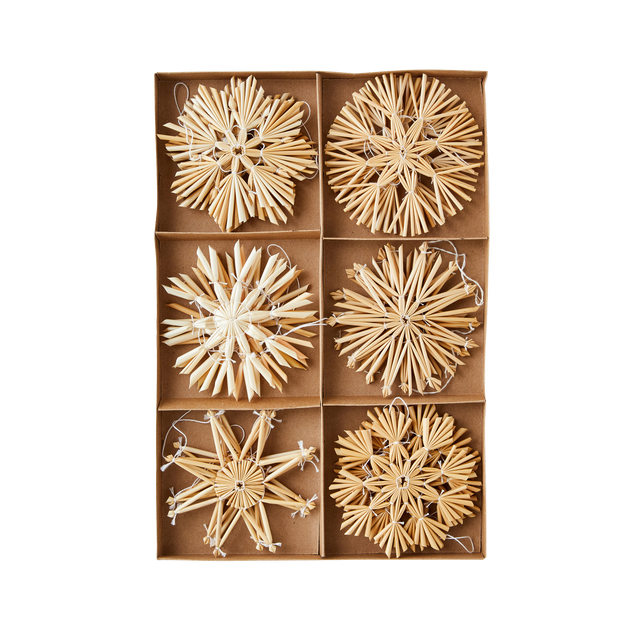 Décoration à suspendre COFFRET 12 FLOCONS coloris paille