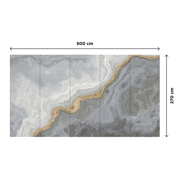 Papier peint panoramique XXL MARMOR 500 x 270 cm gris perle et mordoré