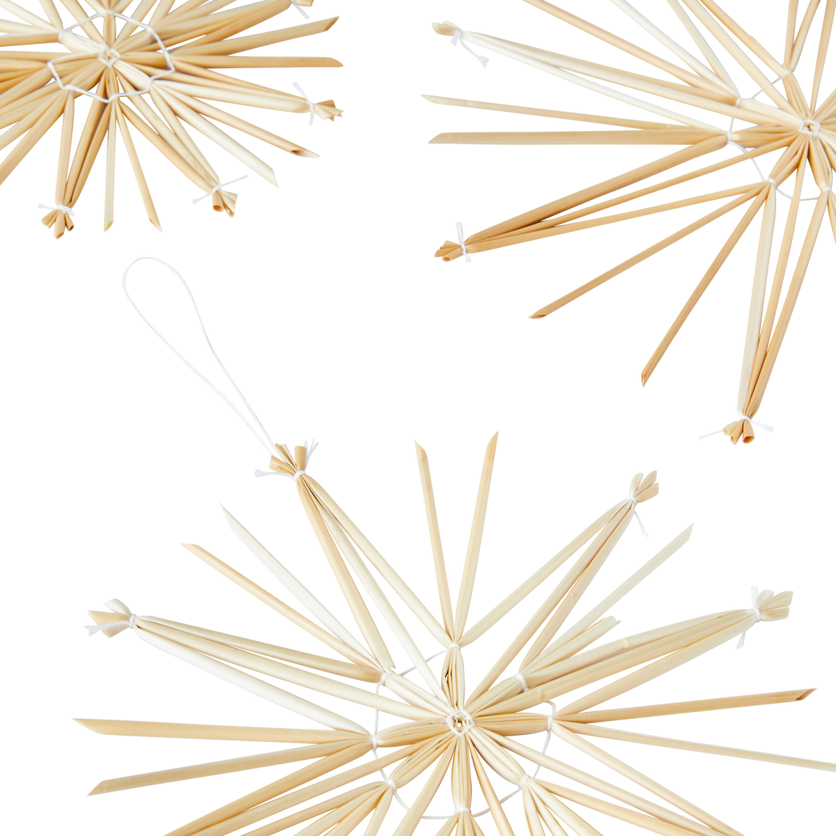 Décoration à suspendre Lot 3 flocons Paille