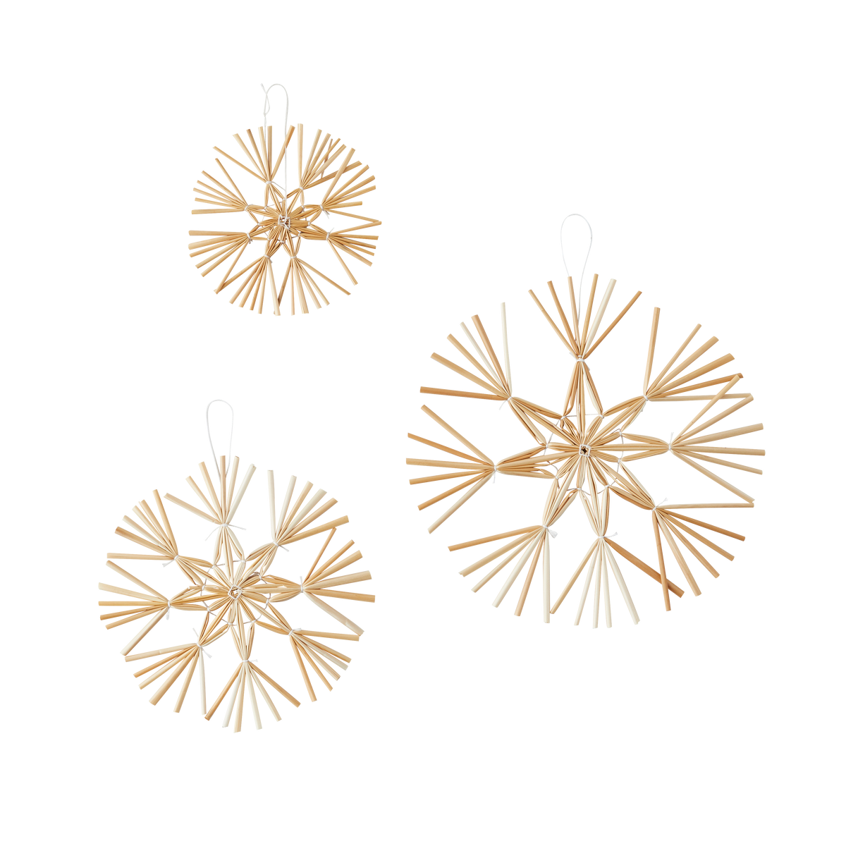 Décoration à suspendre Lot 3 flocons Paille