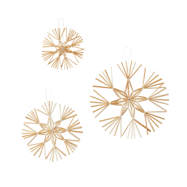 Décoration à suspendre LOT 3 FLOCONS coloris paille