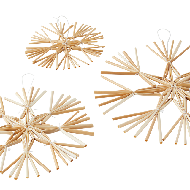 Décoration à suspendre LOT 3 FLOCONS coloris paille