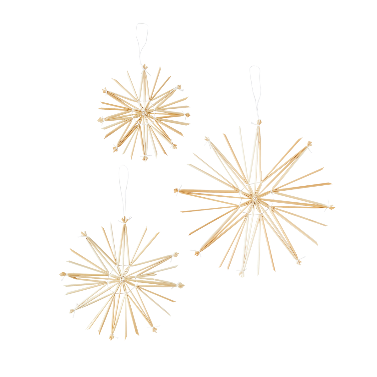 Décoration à suspendre Lot 3 flocons Paille