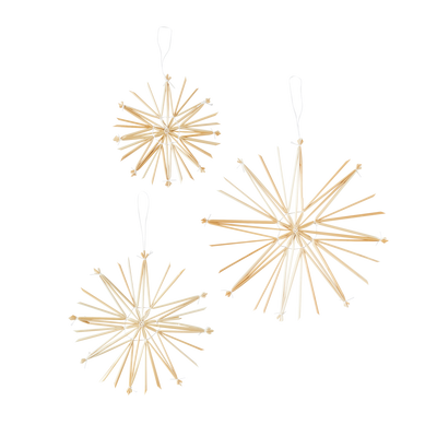 Décoration à suspendre Lot 3 flocons Paille