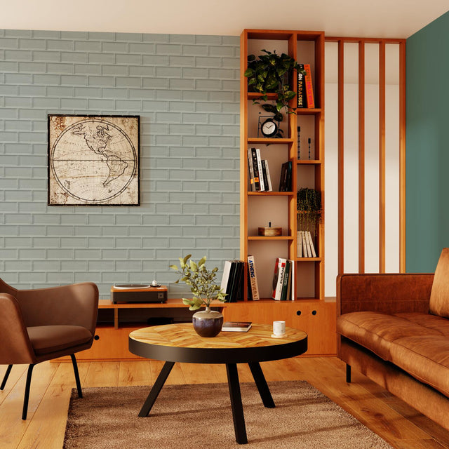 Papier peint intissé MALCOLM coloris vert de gris