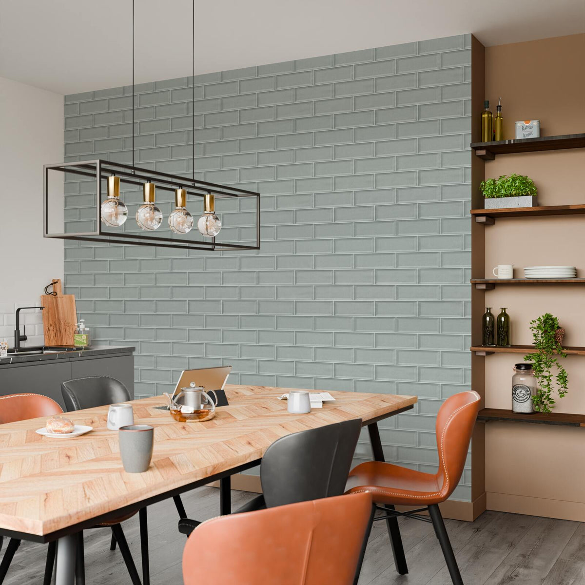 Papier peint intissé Malcolm Vert de gris