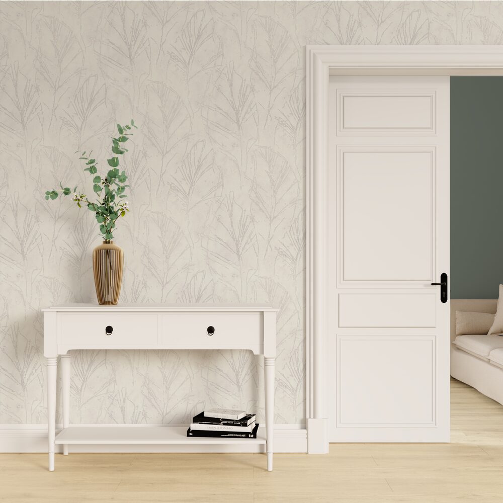 Papier peint intissé Lorella Blanc doré