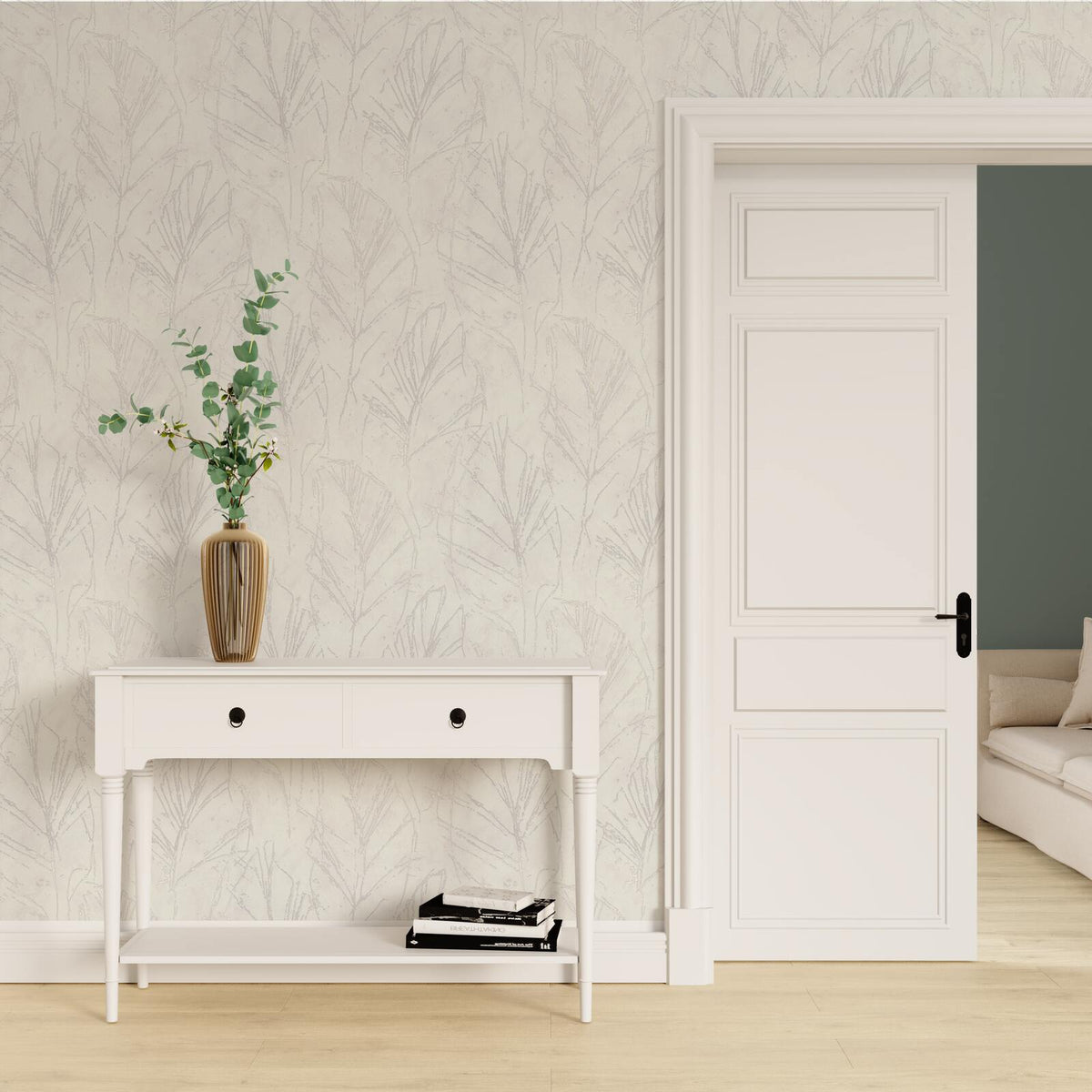 Papier peint intissé Lorella Blanc doré