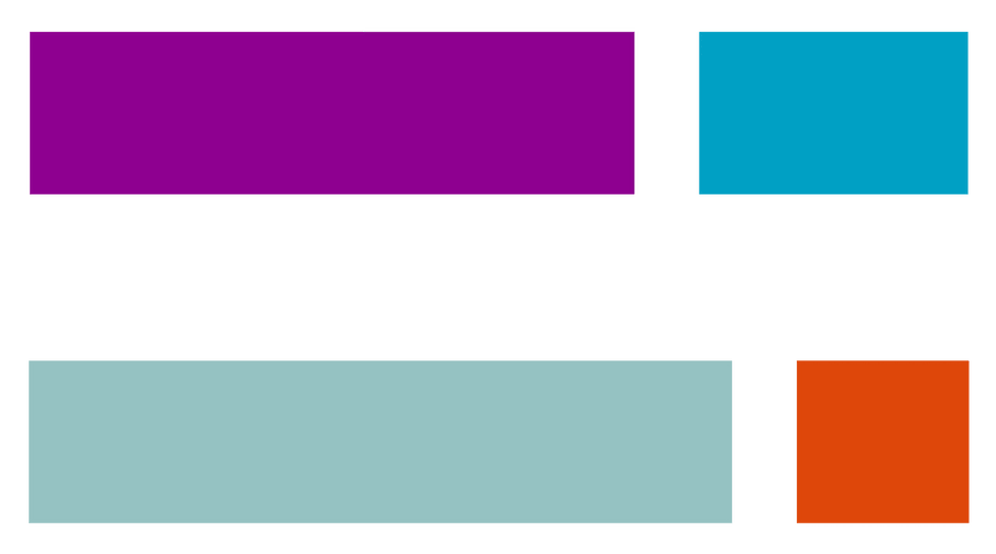 Quatre cadres de couleurs de différentes de taille pour un contraste de quantité