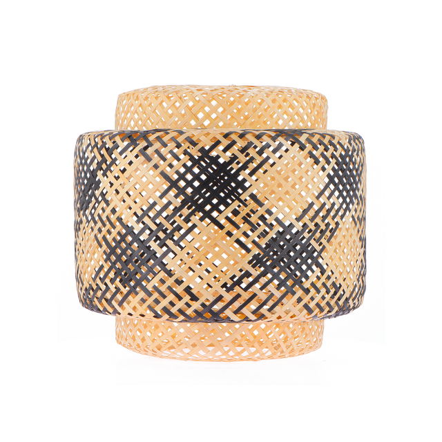 Abat-jour TAO coloris bambou et noir 40 x 40 cm