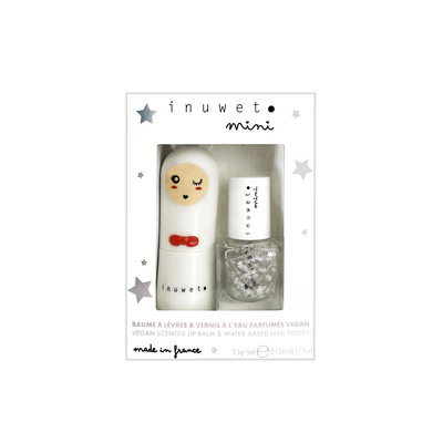 INUWET Coffret cosmétique Duo baume à lévre et vernis à ongle Barbe à papa 8,5G