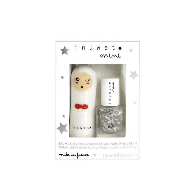 Inuwet Coffret cosmétique DUO BAUME À LÉVRE ET VERNIS À ONGLE Barbe à papa