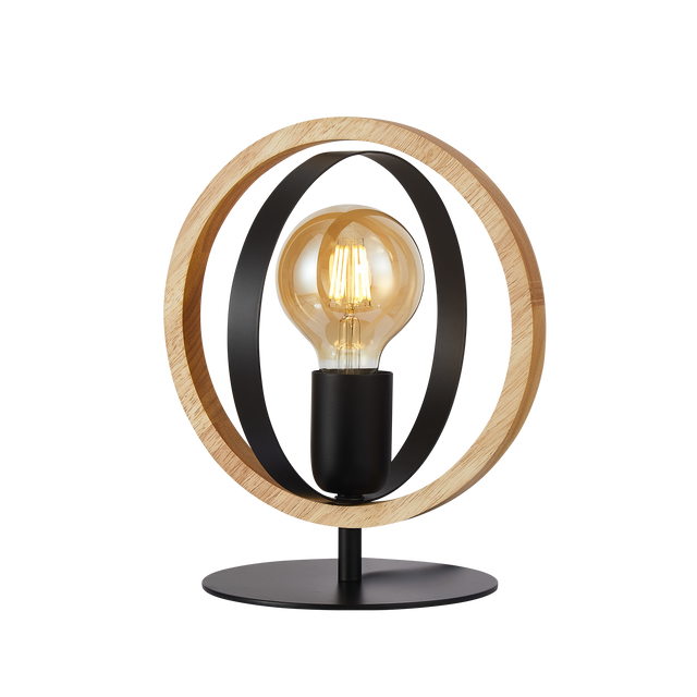 Lampe à poser QUEBEC coloris noir et naturel 25 x 22 cm