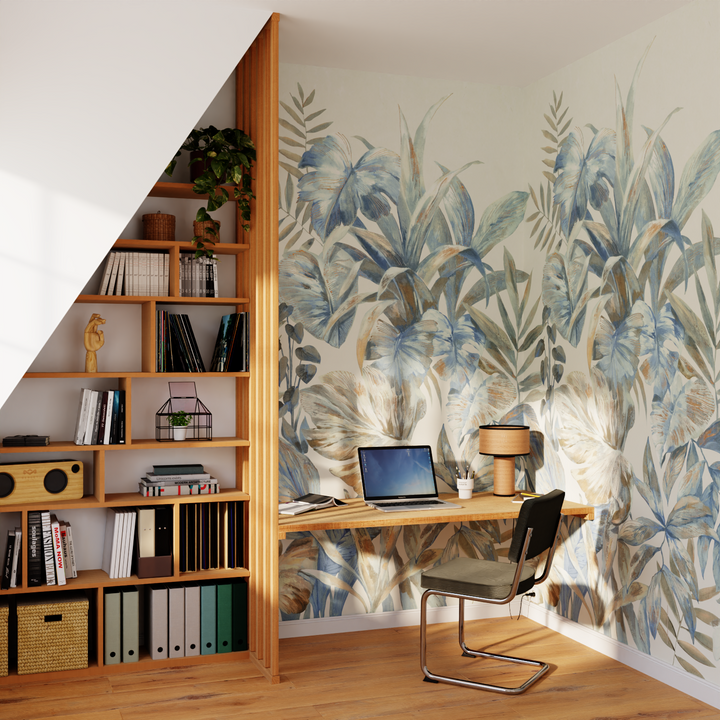 4MURS Papier peint panoramique L Amelya Bleu grisé Satiné