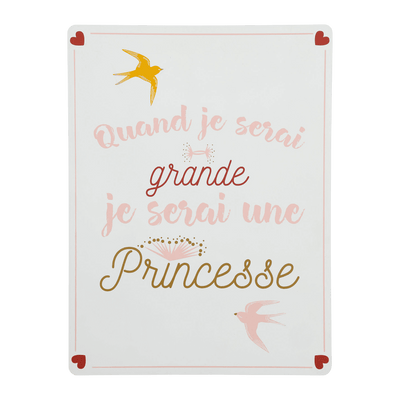 Plaque murale en bois Princesse Blanc
