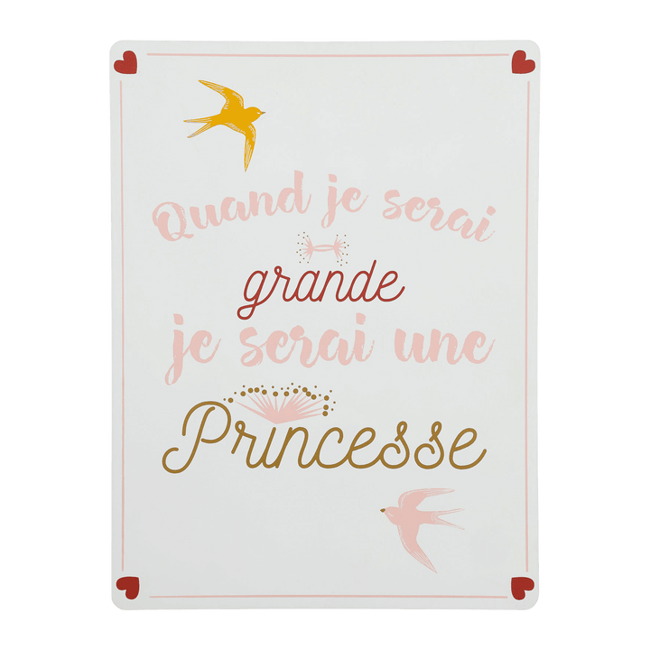 Plaque murale en bois Princesse Blanc