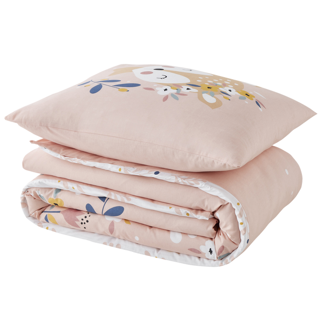 Parure de lit DEER coloris rose poudré 140 x 200 cm