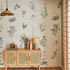 Papier peint panoramique motif herbier dans une pièce style maison de campagne