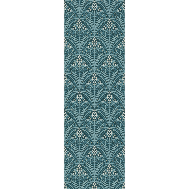 Papier peint intissé ELIZABETH coloris bleu paon