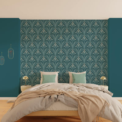 Papier peint intissé Elizabeth Bleu paon