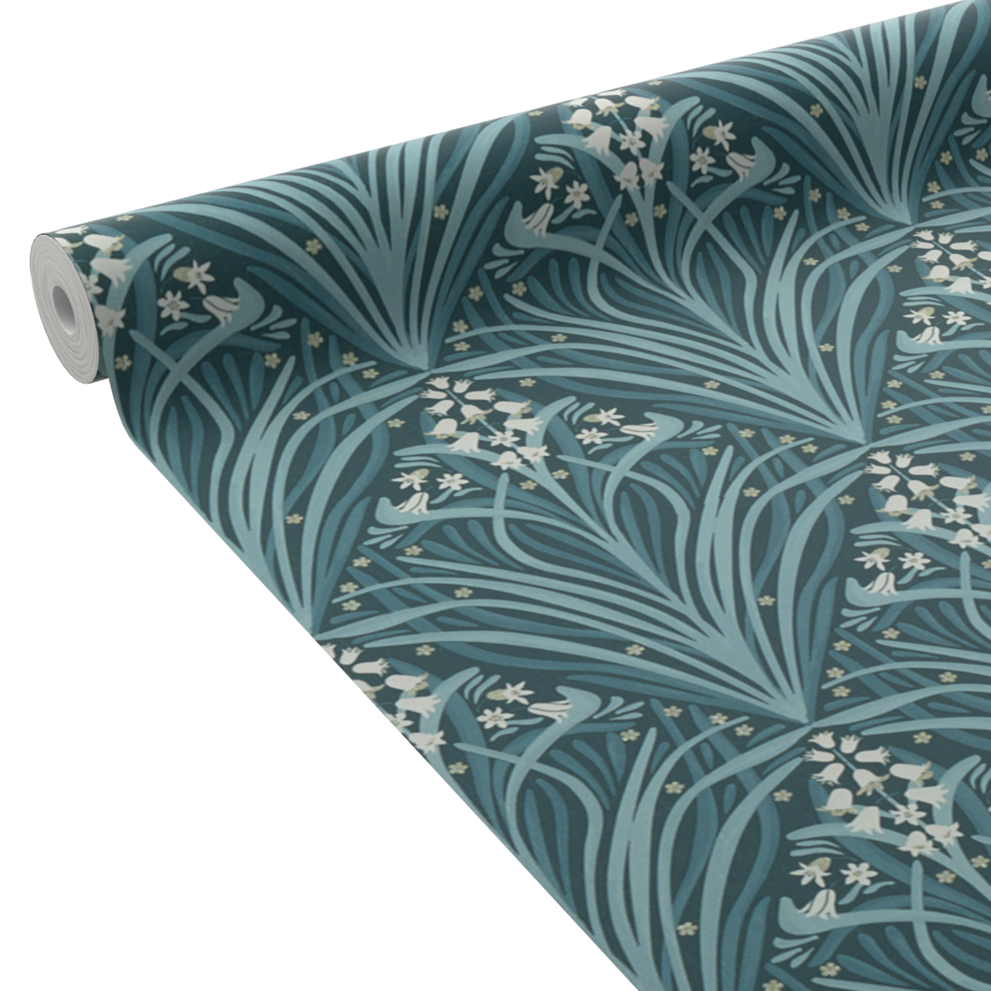 Papier peint intissé Elizabeth Bleu paon