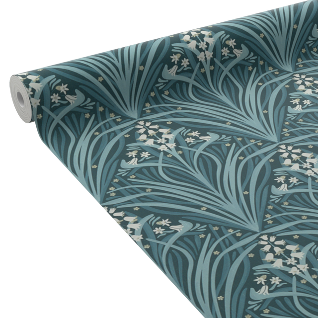 Papier peint intissé ELIZABETH coloris bleu paon