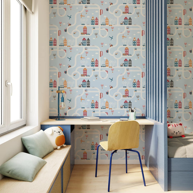 4MURS Papier peint intissé DRIVER coloris bleu ciel