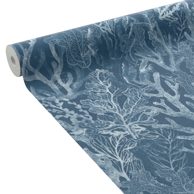 4MURS Papier peint intissé CORALS coloris bleu marin