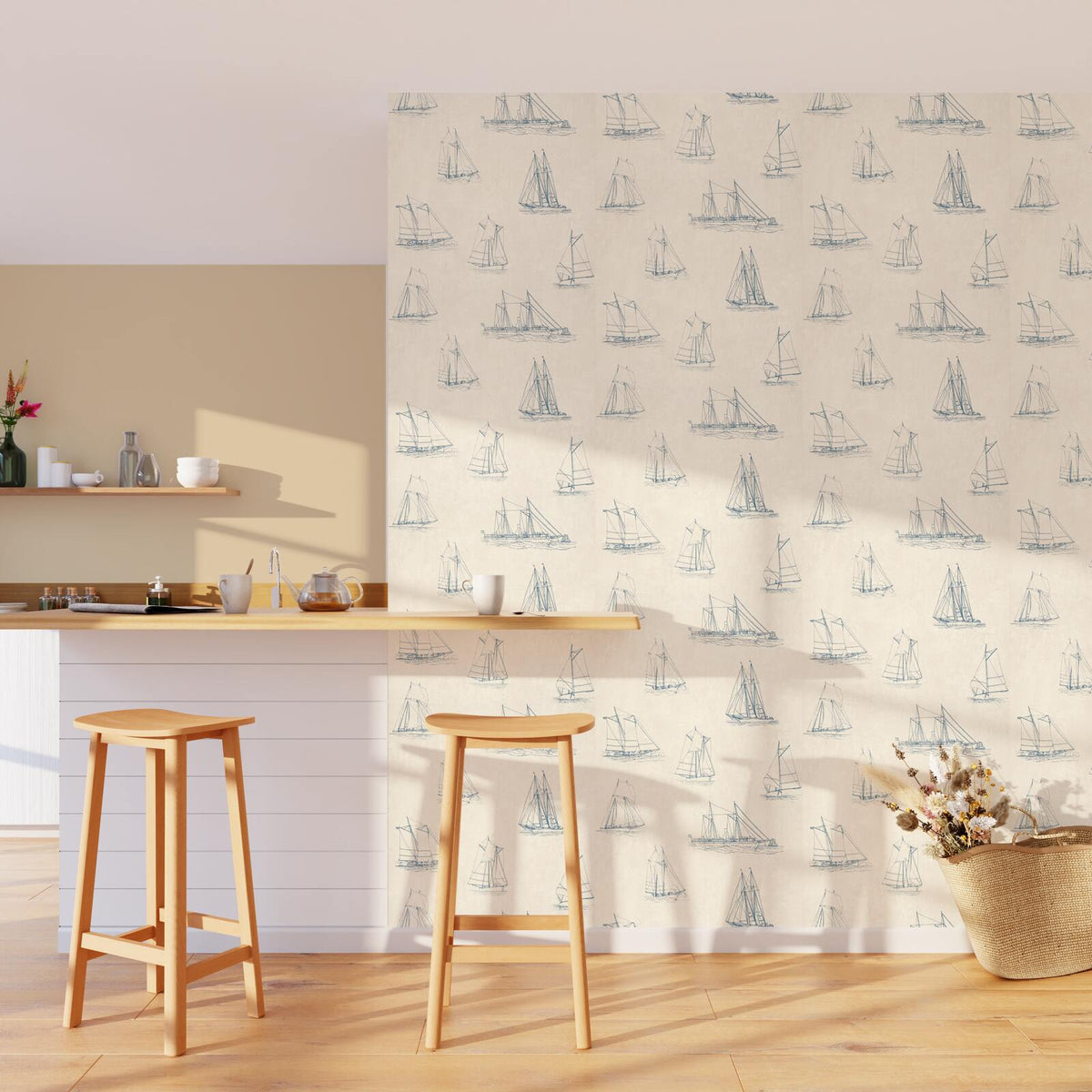 4MURS Papier peint intissé Nautica Blanc crème