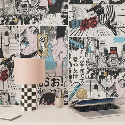 Papier peint intissé Yukio Blanc et noir