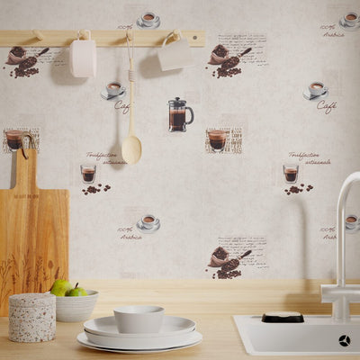 Papier peint intissé Barista Blanc cassé
