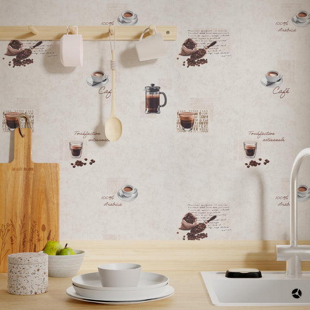 Papier peint intissé BARISTA coloris blanc cassé