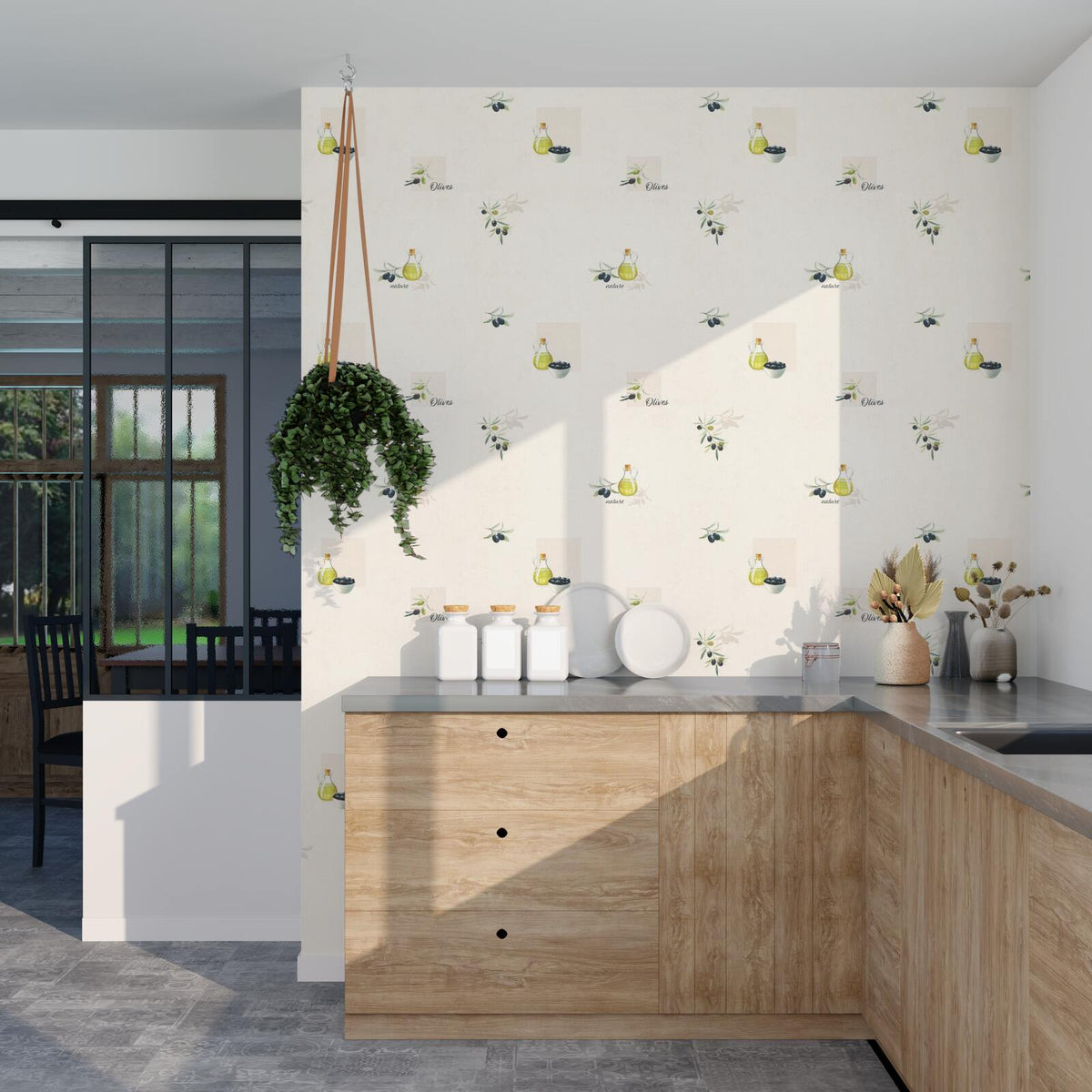 Papier peint intissé Olio Blanc cassé