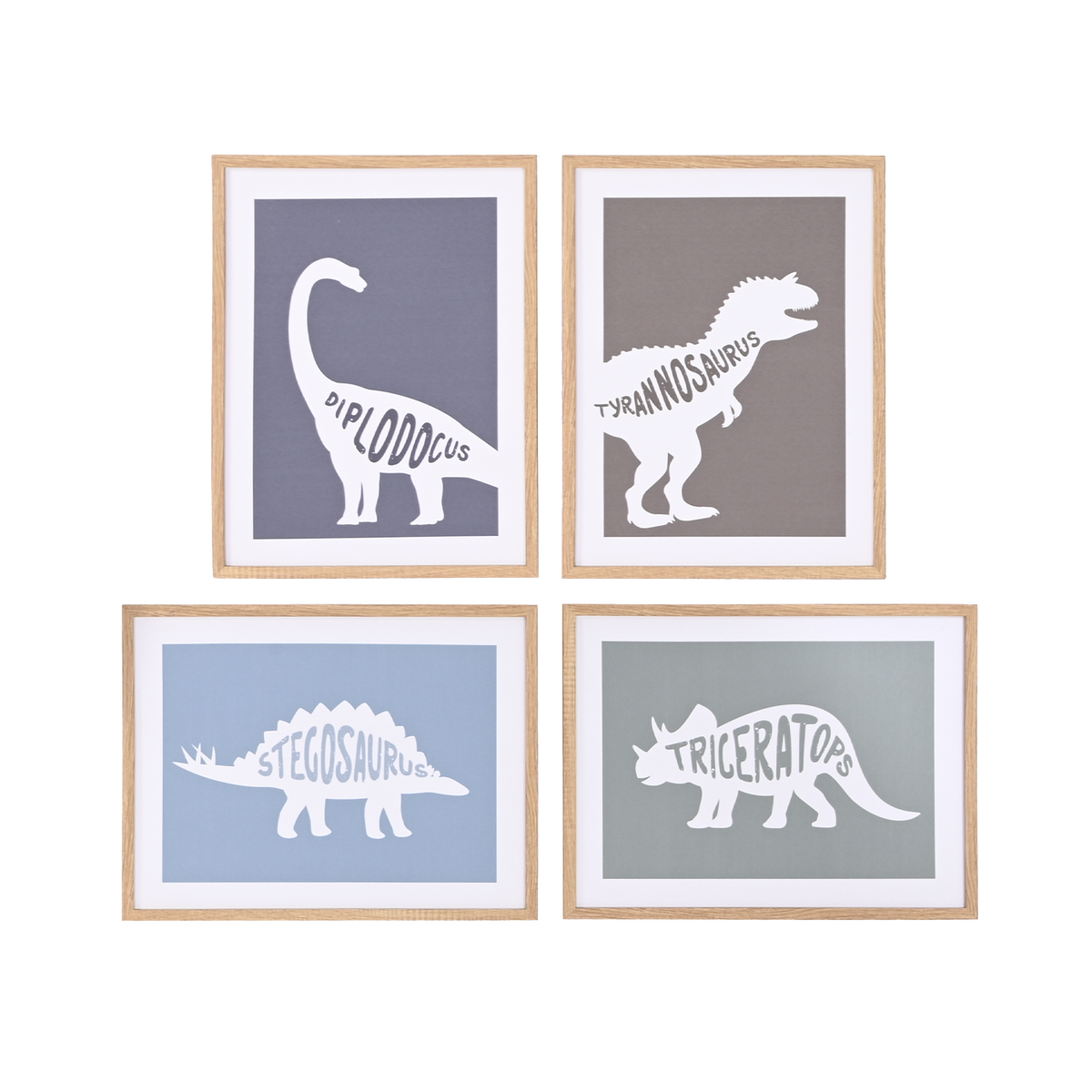 Toile peinte encadrée Dinosaure Beige