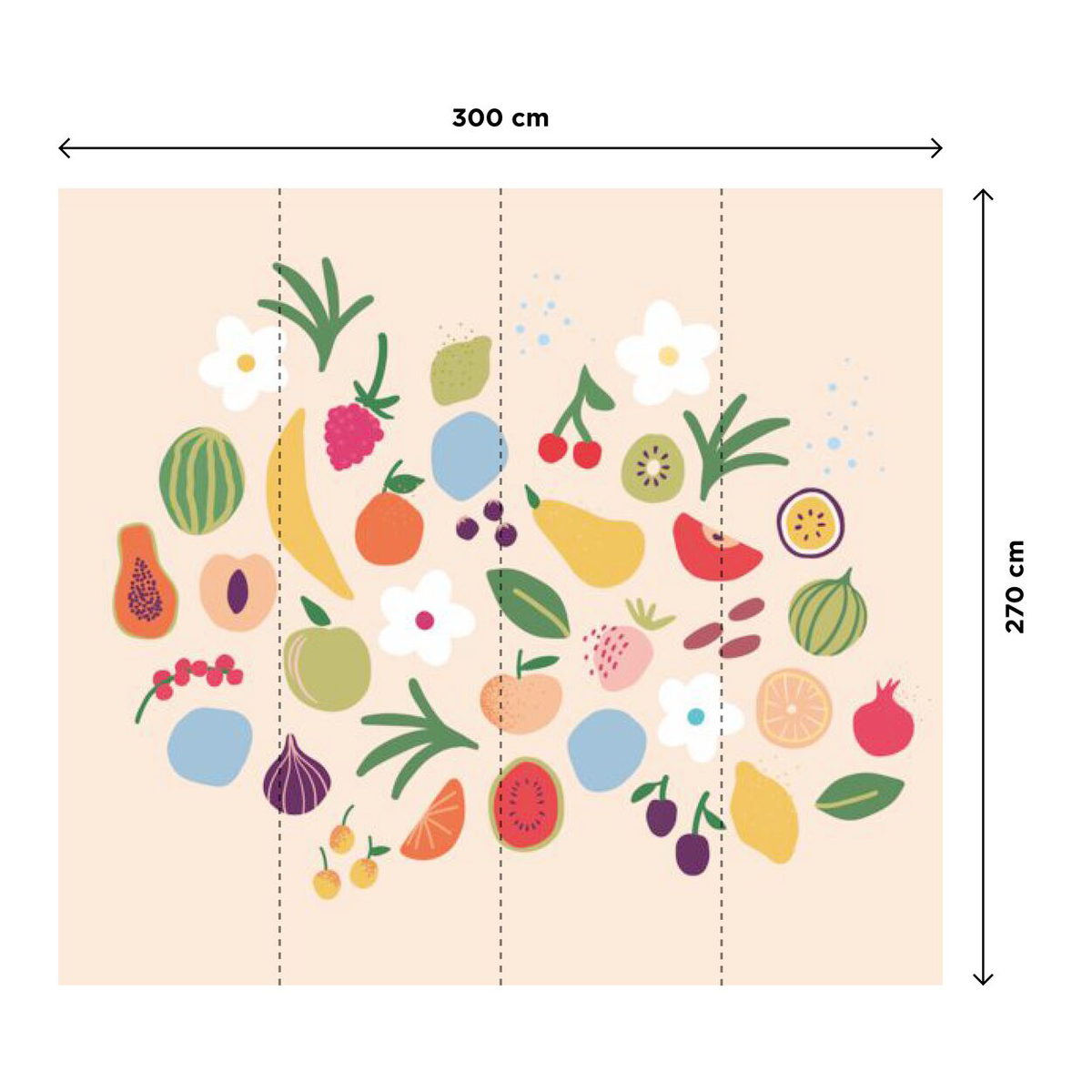4MURS Papier peint panoramique XL Tutti frutti Multicolore Satiné