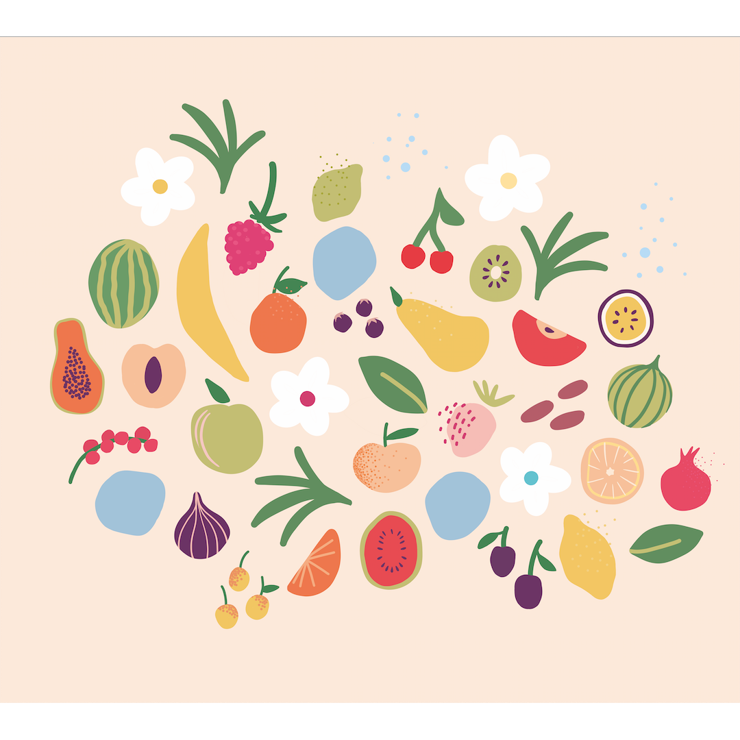 4MURS Papier peint panoramique XL Tutti frutti Multicolore Satiné