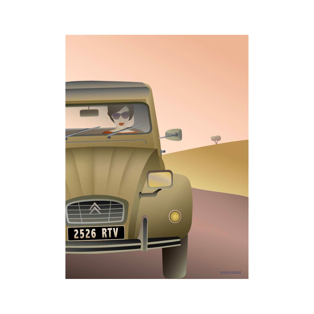 VISSEVASSE Affiche 2cv citroën Vert et orange