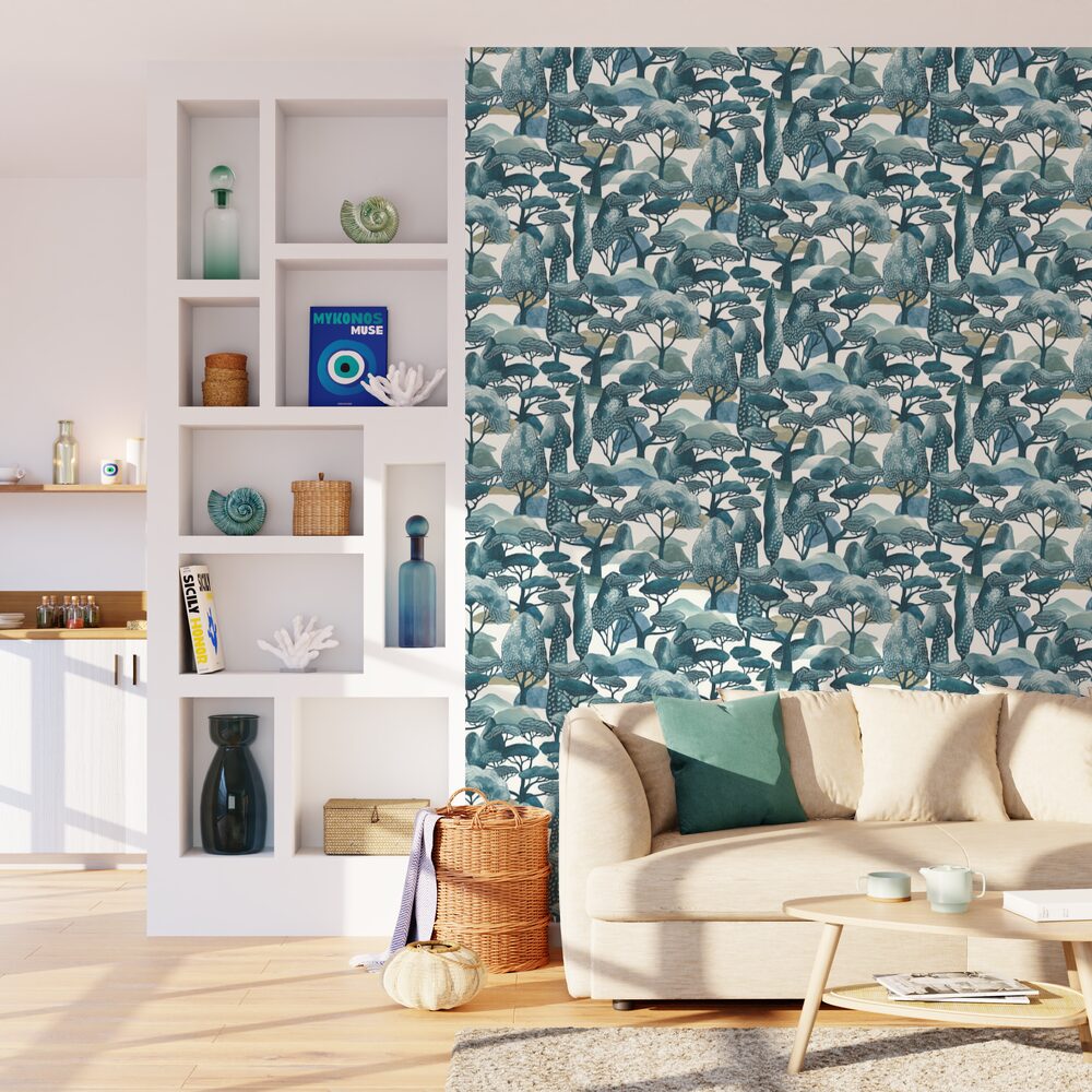 Papier peint intissé Sanary Bleu vert