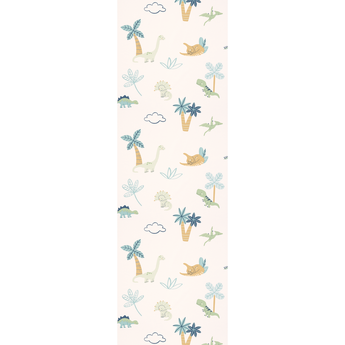 4MURS Papier peint intissé Dino world Bleu et vert