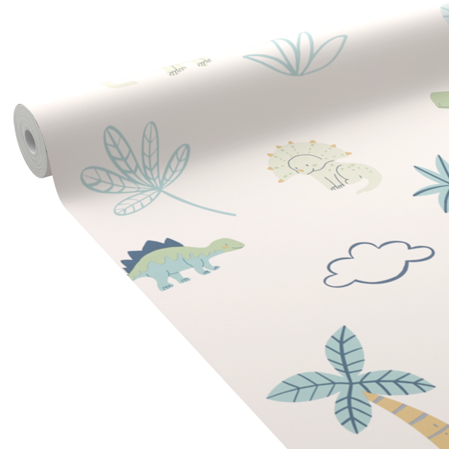 4MURS Papier peint intissé DINO WORLD coloris Bleu et Vert