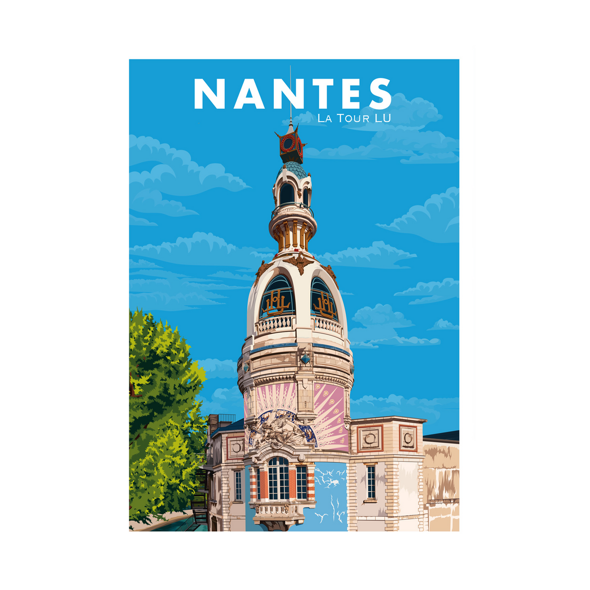 PRINTYMANIA Affiche Nantes - la tour lu Multicolore