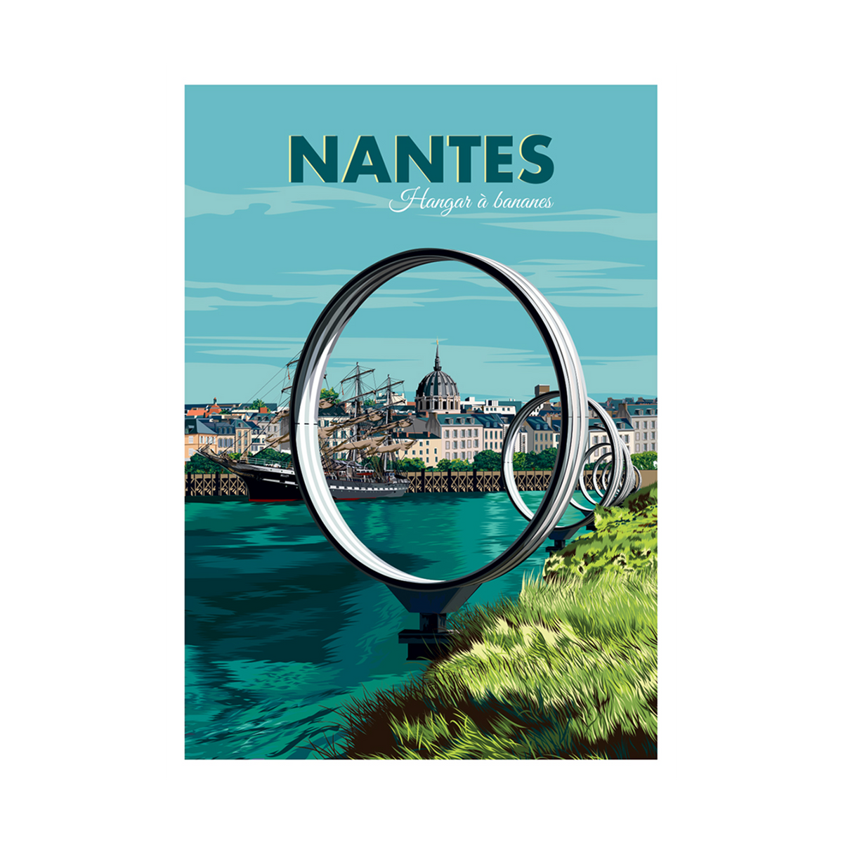 PRINTYMANIA Affiche Nantes - hangar à bananes Multicolore