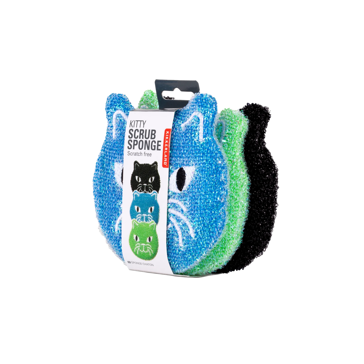 KIKKERLAND Éponge Chat Vert, noir, bleu