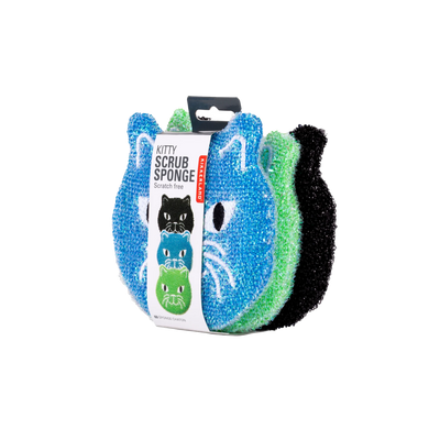 KIKKERLAND Éponge Chat Vert, noir, bleu