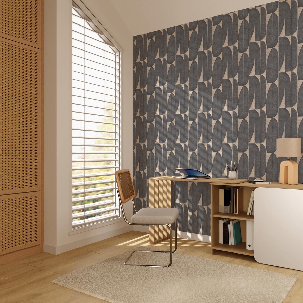 Papier peint intissé Odda Noir et taupe