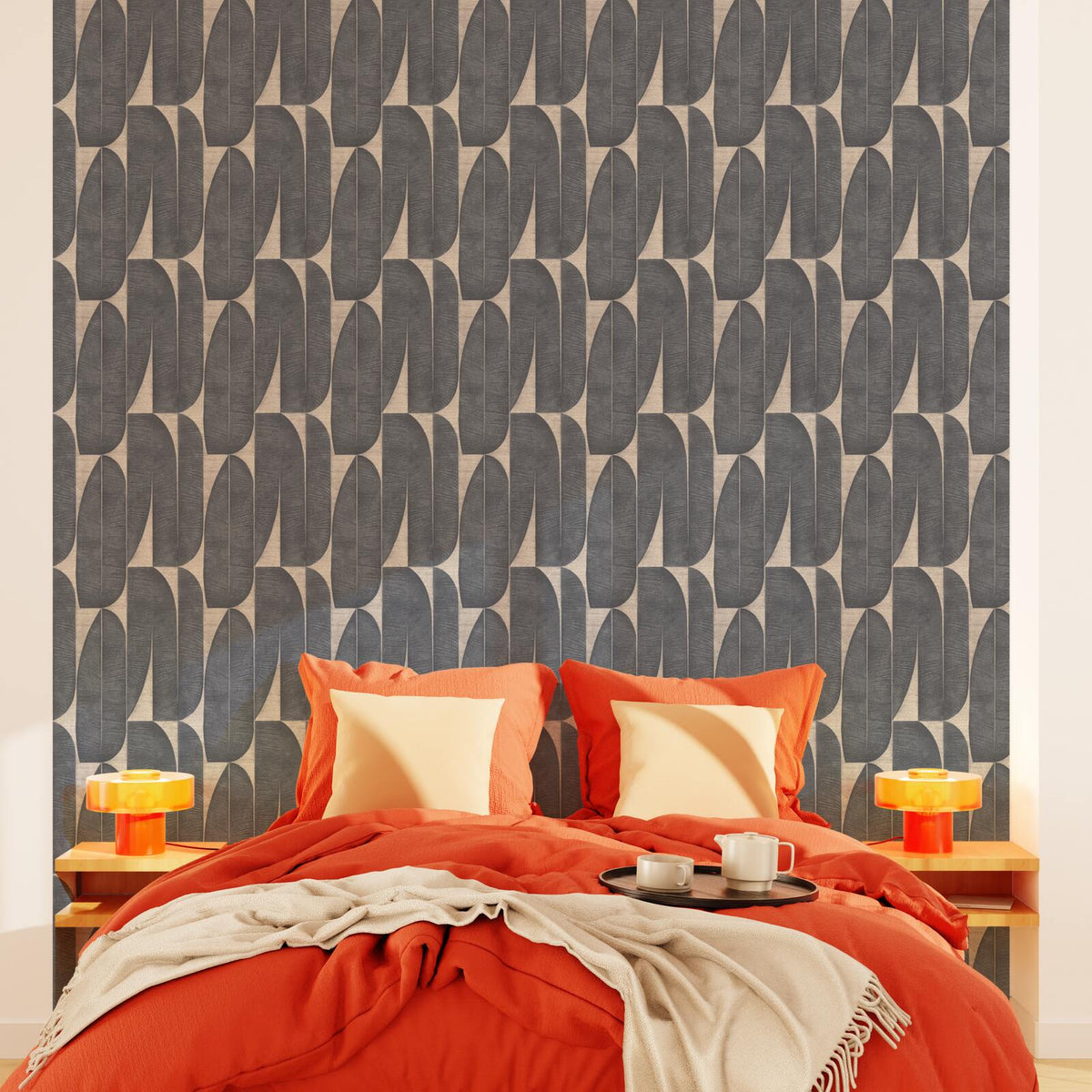 Papier peint intissé Odda Noir et taupe